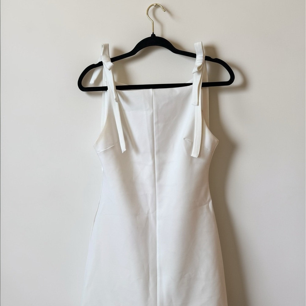 Zara White Tie-Shoulder Mini Dress